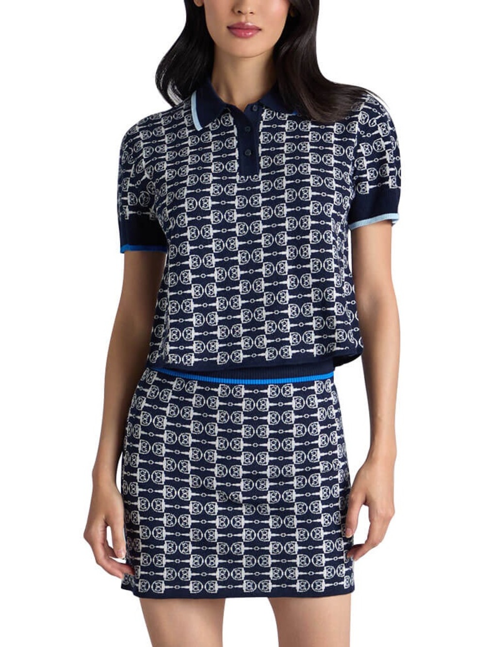 G/FORE G Link Merino Wool Blend Golf Polo Short Sleeve Twilight Blue Medium
